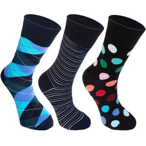 Brand New Men’s Dress Socks Colorful Argyle Patterned Cotton 3 Pack Gift Box